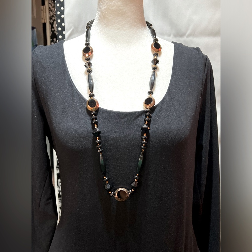LC Copper and Black Beaded Necklace - Picture 1 of 5